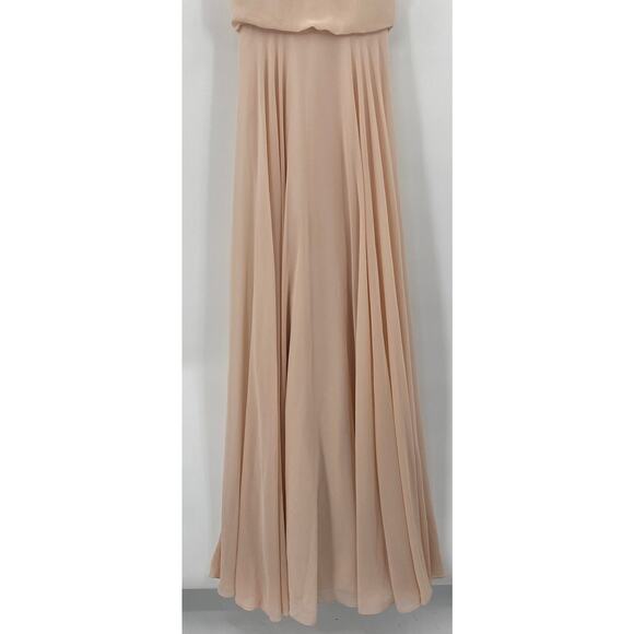 Jenny Yoo BHLDN Inesse Gown Chiffon Blouson Fit & Flare V Neck Desert Rose 0 - Picture 5 of 10